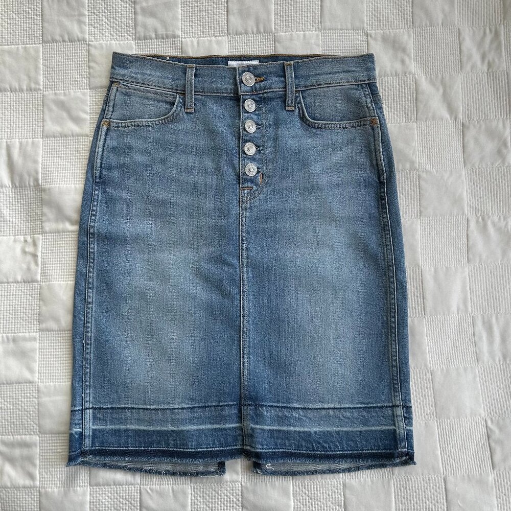 NWT Hudson Remi High Rise Stretch Denim Exposed Button Fly Pencil Skirt - Sz 26